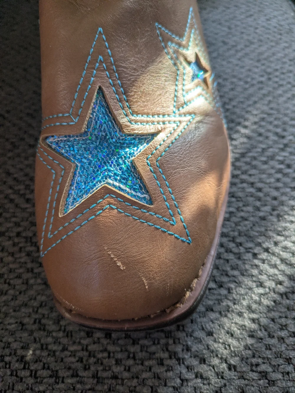 ⭐ Stellar Wonder Nation Blue Glitter Star Cowboy‎ Western Sequin Boots
